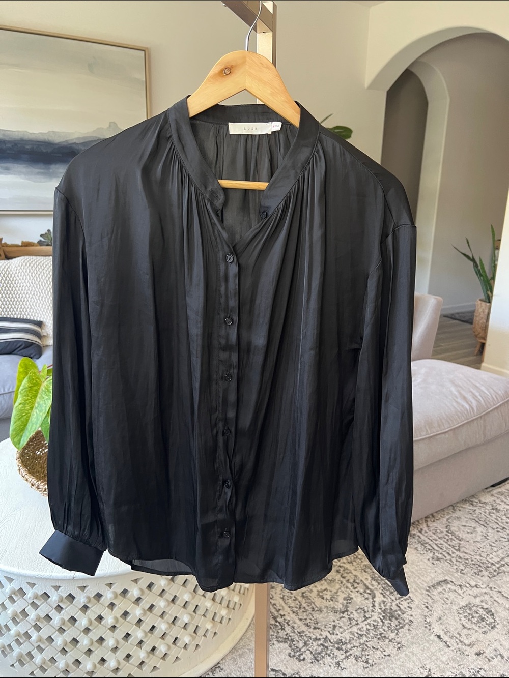 Lush Black Satin Blouse